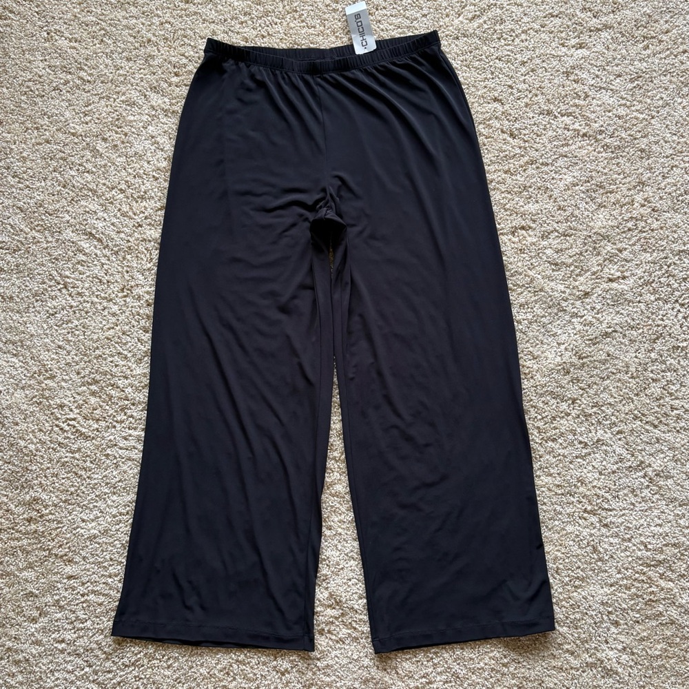 Chico’s Knit Bliss Wide Leg Pants Size 3 / US 16 Black Pull On Lounge Travel‎